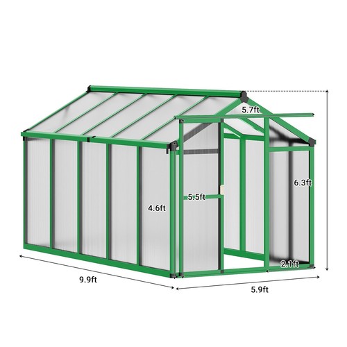 6ft 10ft walk greenhouse - 10ft, walk-in