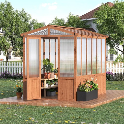 6x10ft wooden greenhouse with - 6x10ft,